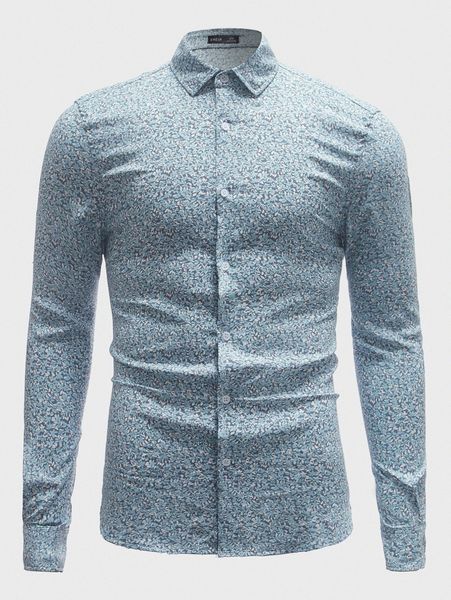 

men ditsy floral button front shirt o73b#, White;black