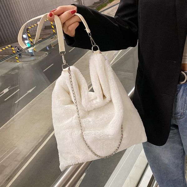 

evening bags female women's bag ladies plush shopping designer handbags for women winter soft warm shoulder