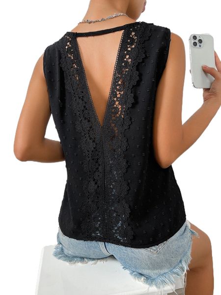 

swiss dot guipure lace blouse f7hs#, White