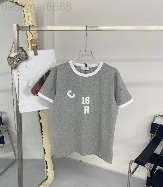 

women's t-shirt designer ce letter t-shirt 22s spring and summer round neck contrast paste cloth embroidery simple sports aging fashion, White