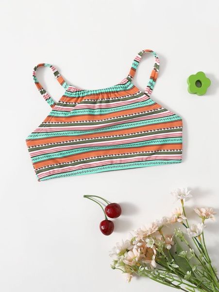 

toddler girls striped print bikini she, Blue