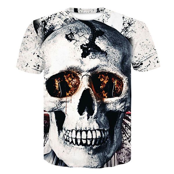 Мужские футболки 3D футболка летняя хипстер Смешные печатные из печати черепа с коротким рукавом