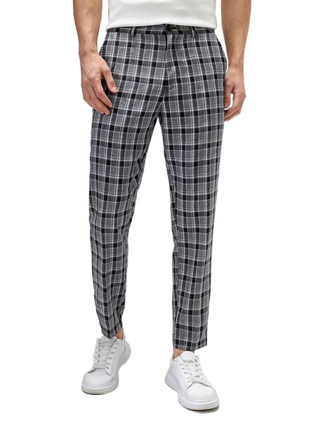 

men plaid tailored pants o3nt#, Black
