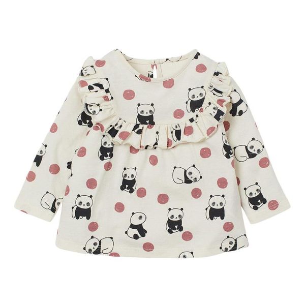 T-shirt Autunno Toddler Girl Abiti autunnali Designer Brand Kids Camicia di lusso Casual Top in cotone Panda Stampa T per 2-7 anniT-shirt