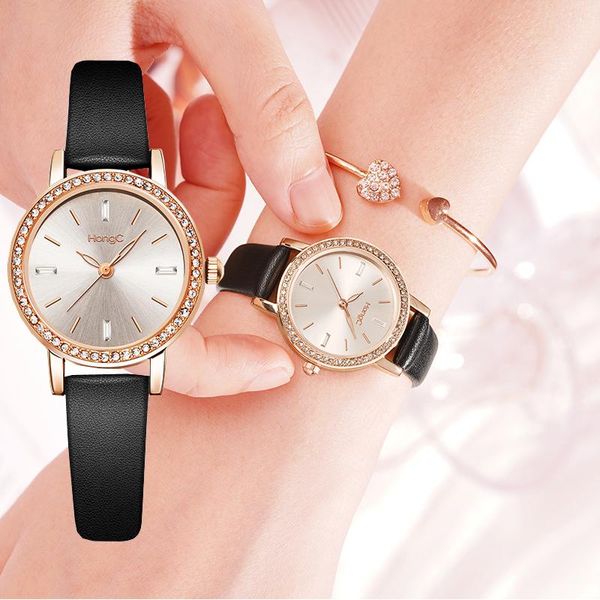 Avanadores de pulso Mulheres assistem a moda de quartzo analógico casual para elegantes discos pequenos Rhinestone Ladies Dress Vester Watchwatch