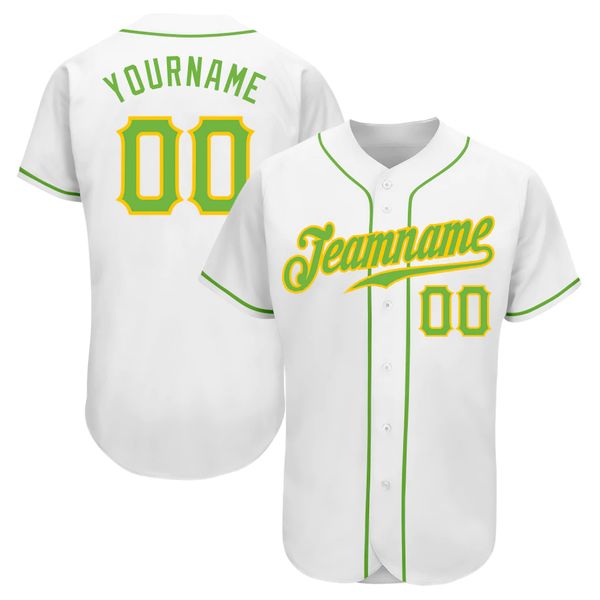 

custom white neon green-gold authentic baseball jersey, Blue;black