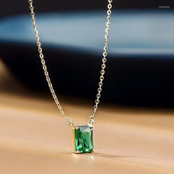 Colares com Pingente Autêntico Prata Esterlina 925 Verde Esmeralda Colar Para Mulheres Moda Bijoux Declaração De Casamento Jóias PresentesPingente Sidn2