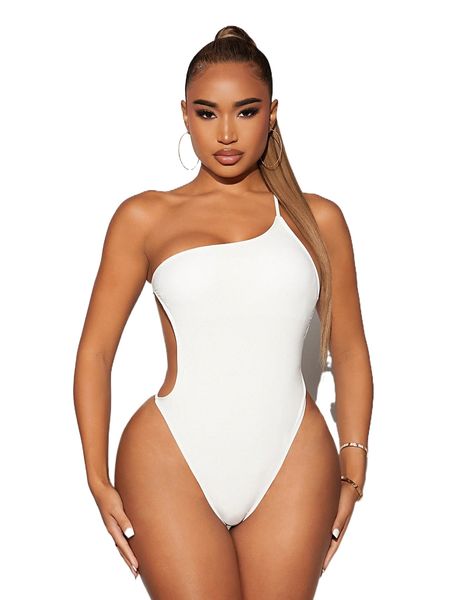 

sxy p.lain cut-out o.ne p.iece swimsuit t1zr#, White;black