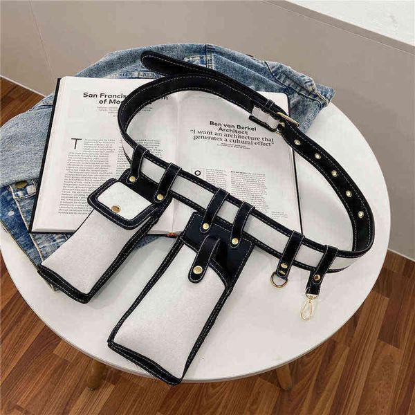 

waist bags women brand two pocket belt for leather coat packs fashion lady fanny causal chest 220423