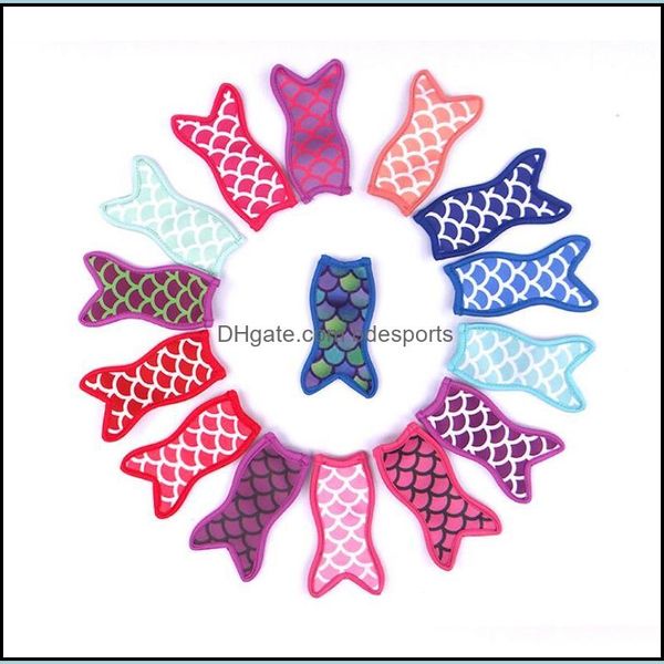 Antizing riutilizzabile portatile Mermaid Ice Pop maniche Popsicle Borse Neoprene Insation Fabric Zer Holders Drop Delivery 2021 Cream Tools Kitchen