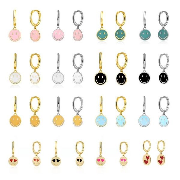 Hoop Huggie Silver Gold Color Gold Pink Smile Pink Smile Drop Clip Black Clips a pendiente Earning Gioielli per donne 2022hoop