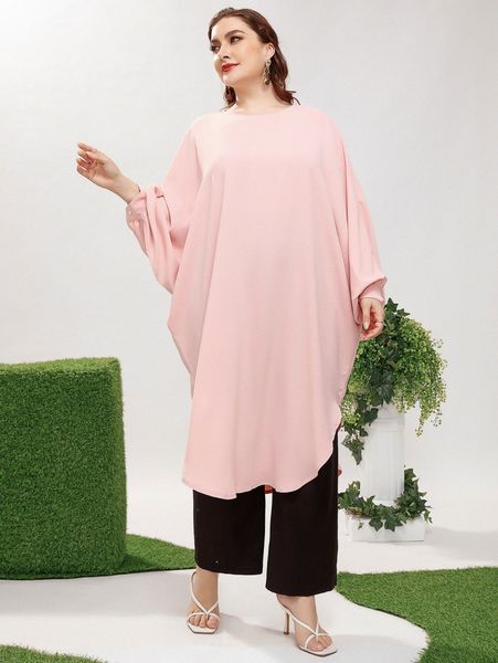 

plus solid kaftan dress z6hb#, Black