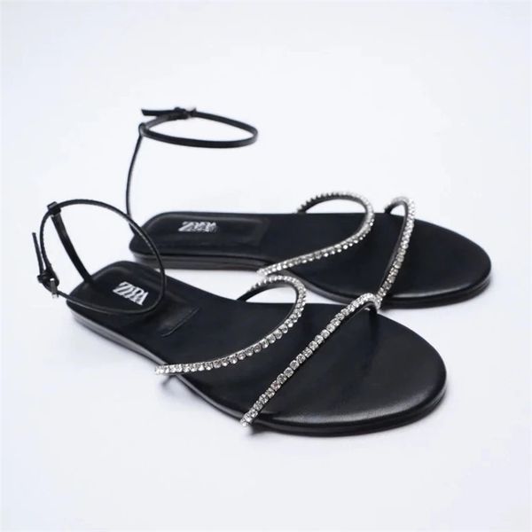 

zar summer black fashion round toe flat sandals outer wear muller and slippers women chaussure 220623
