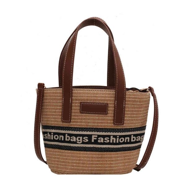 

net red straw woven bag new vegetable basket single shoulder messenger handbag letter woven bag large capacity bucket bag 60% off online