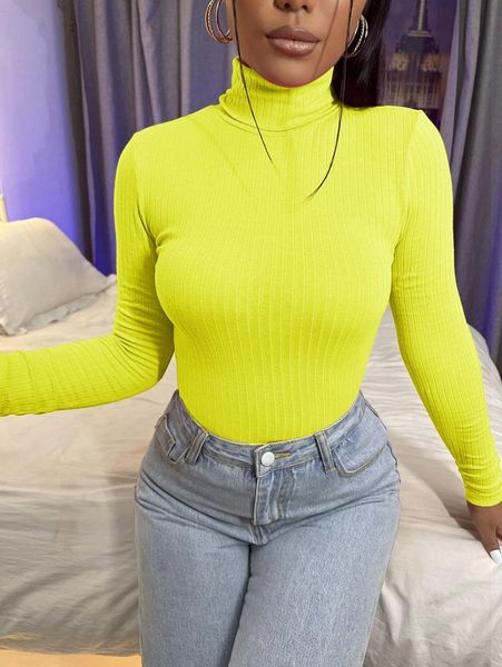 

sxy high neck rib-knit tee s9bo#, White