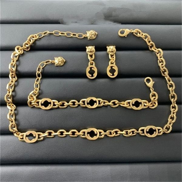 

2022 fashion 20% off designer jewelry g necklace ancient family new letters personalized neck chain bracelet simple fashion earrings, Black