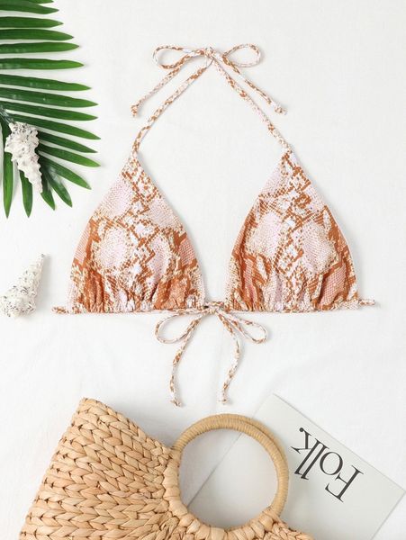 

plus snakeskin print bikini 18ge#, Black