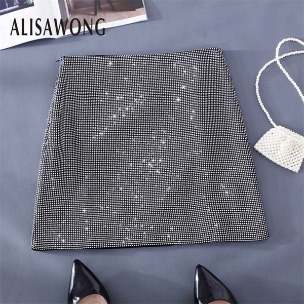 

streetwear high waist skirt women spring autumn female slim sequins mini black pencil skirt y200326