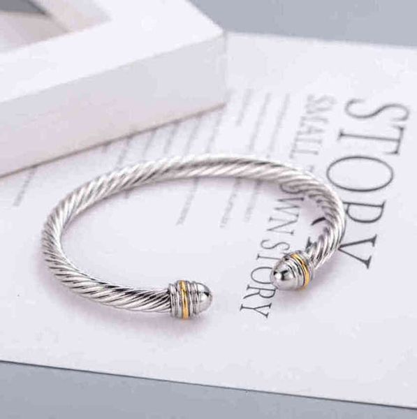 

luxury dy bracelet designer twisted pearl head women bangles fashion versatile twist bracelets jewelry platinum plated wedding gifts bangle, Black