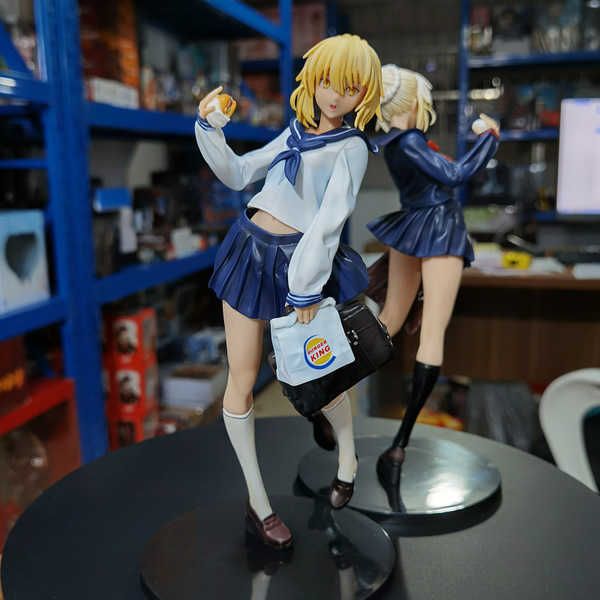 

huiya01 new 23cm fate stay night hamburger saber of burger king model doll pvc action figure figurines girl statue t30 q0722