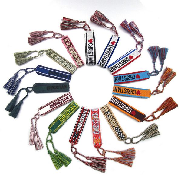 

brand fashion friendship charm bracelets bangles women men adjustable embroidery tassel bangle couple braided jewelry designer woven fabrics, Golden;silver