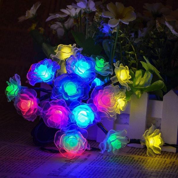 Stringhe Batteria / Alimentazione USB 10/20/30 / 40leds Fiore di rosa Luci stringa natalizia Decorazione di nozze di San Valentino Ghirlanda nataliziaLED LEDLED LED