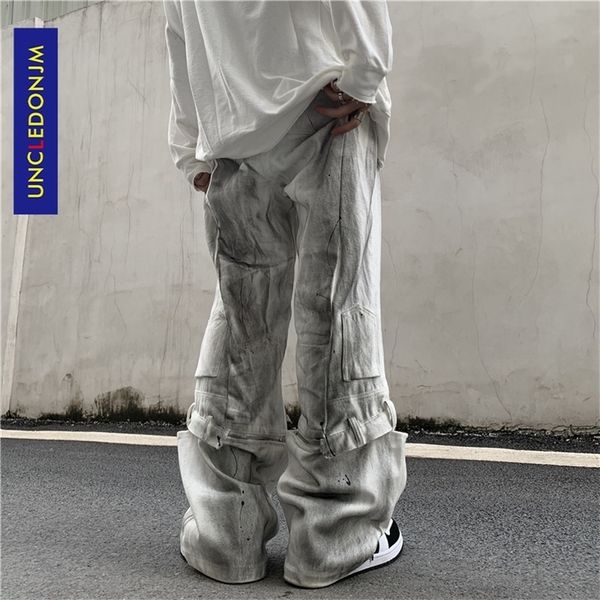 

uncledonjm zipper stitching jeans vintage denim jeans for men streetwear women punk clothes men designer jeans for men t2-b162 210318, Blue