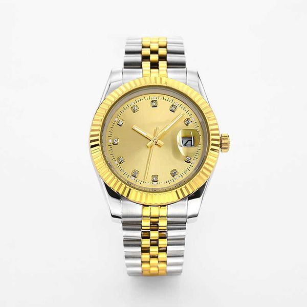 

de fashion montre luxe automatic watch classic mens day-date watch 36mm 41mm full stainless steel 5atm water resistant super bright orologio, Slivery;brown