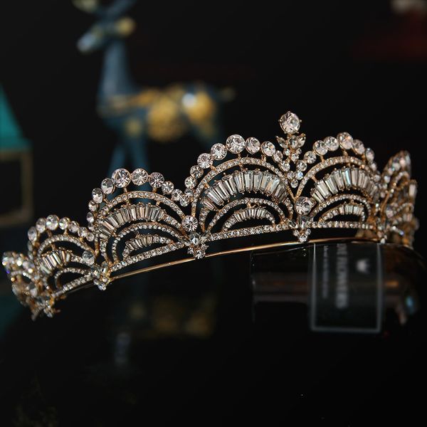 

fashion gold crown bridal tiaras hairband wedding hair jewelry 220805, Slivery;golden