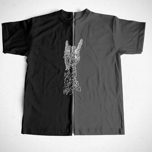 

coolmind 100% kapas lengan pendek keren rock tangan pria mengenakan tshirt kasual longgar musim panas pria tshirt oneck tshirt pria tee 2206, White;black