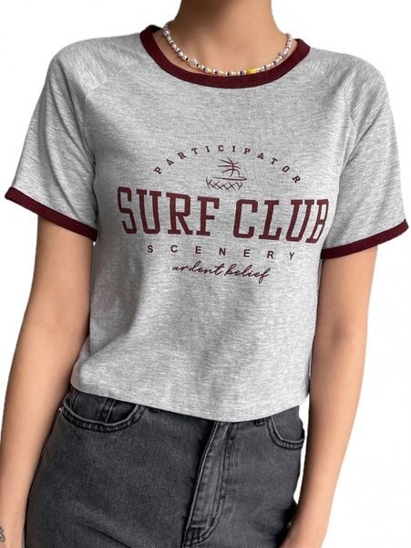 

dazy letter graphic raglan sleeve ringer tee 06dz#, White