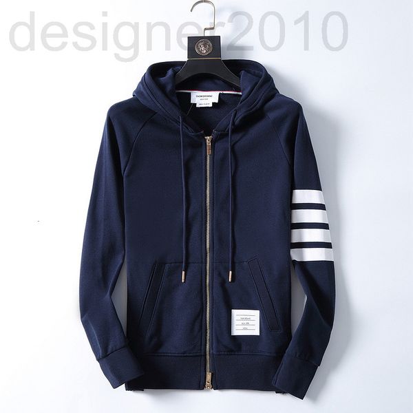 

men's hoodies & sweatshirts designer sweater coat tb tom brown new spring and autumn men's hooded zipper cardigan yarn dyed sweate, Black