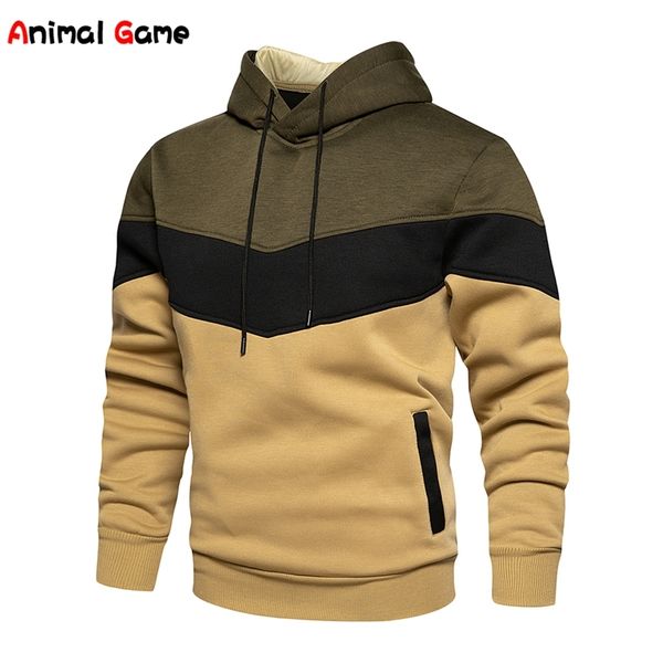 

warm streetwear male fashion autumn winter outwear mens patchwork hooded sweatshirt hoodies clothing casual loose fleece coats 220720, Black