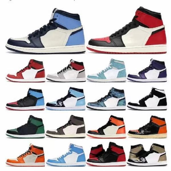 

wholesale jumpman 1 1s men women basketball shoes tubro green shadow fearless chicago gold toe mens trainers sport sneakers 36-47, Black