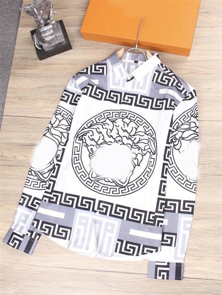 

2022 mens shirt luxury designer fashion trend wear long sleeve business casual brand spring slimming -3xl#074, White;black