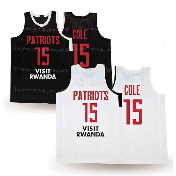 

custom j. cole #15 visit rwanda basketball jersey stitched white black size s-4xl any name and number jerseys
