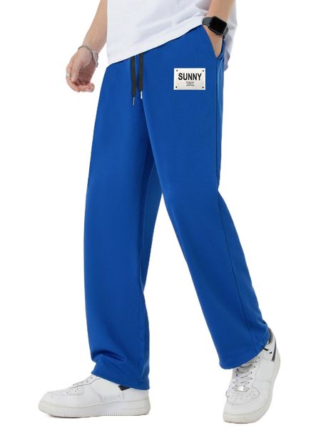 

men letter patched sweatpants 26z5#, Black