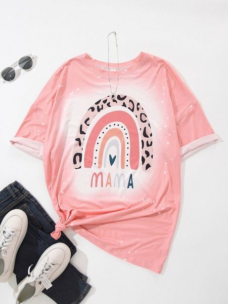 

1pc letter & heart print tee k62n#, White
