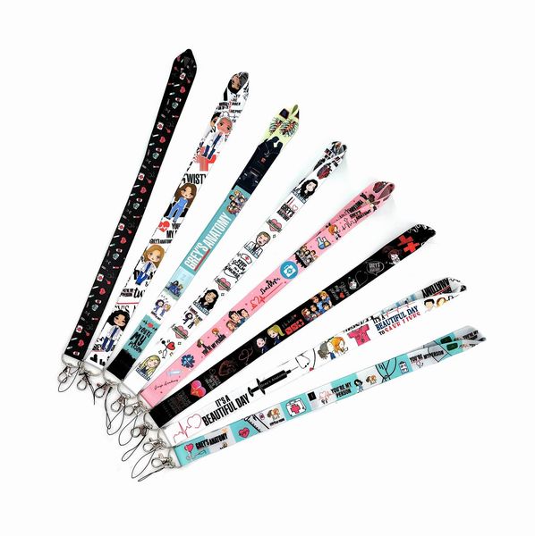 

grey's anatomy medical lanyard keychain lanyards for key badges id cell phone rope neck straps doctor nurse accessories, Silver