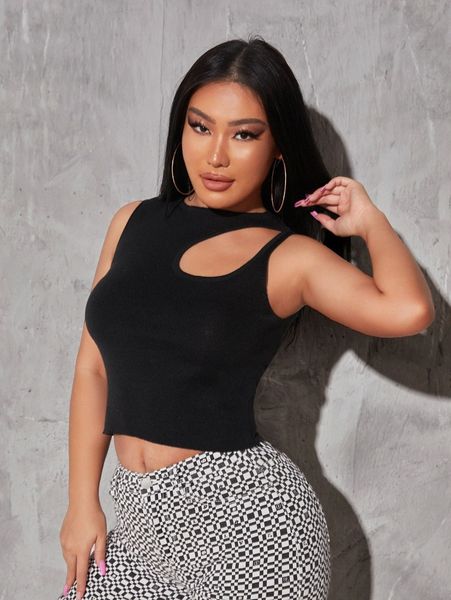 

cut out detail knit 132o#, White;black