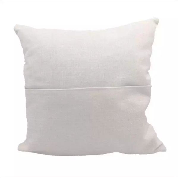 Federa per cuscino in bianco a sublimazione 40x40 cm Fodera per cuscino tascabile in tinta unita Fodera per cuscino in lino poliestere bianco beige personalizzato