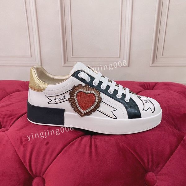 

fashion shoe designer women leather lace up sneakers color matching white black flat sole womens classic luxury casual dress shoes siz35-45