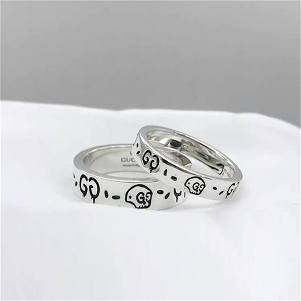 

70% off designer jewelry double g ring elf ghost couple classic love fearless skull wide narrow version fashion284p, Silver