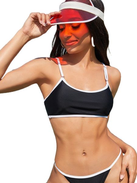 

contrast binding bikini j0bh#, White;black