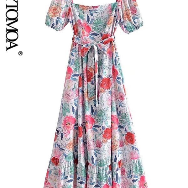 

women fashion with belt floral print midi dress vintage short sleeve back elastic female dresses vestidos mujer 220526, Black;gray