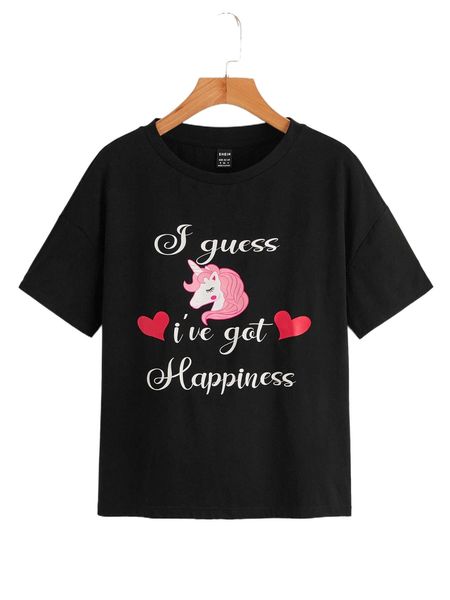 

slogan & unicorn print tee m4pn#, White