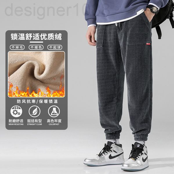 

men's pants designer plush pants men's autumn and winter 2021 new korean fashion chenille warm legged casual cf2w, Black