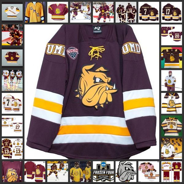 

ncaa custom umd minnesota duluth bulldogs stitched hockey jersey 23 nick swaney 39 ryan fanti 32 hunter sheppard 7 scott perunovich 13 joey, Black