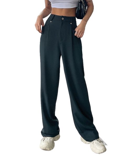 

dazy high waist slant pocket pants d14t#, Black;white