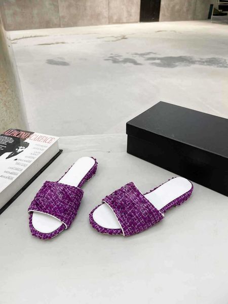 

paris classic luxury summer women's flat slippers famous brand designer casual woven shoes for girl women 2022 elling, Black